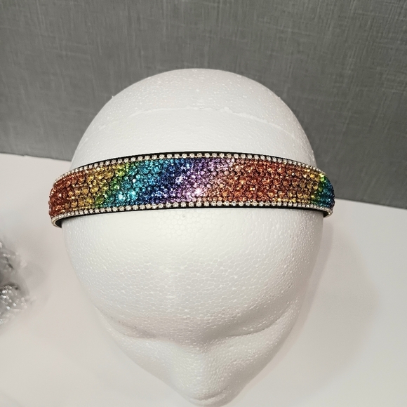 Sparkly Rhinestone Headband Fashionista Chic Bohemian Summer Fun Rainbow LGBTQ+ - Picture 1 of 6